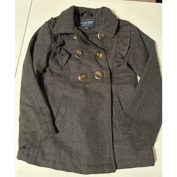 Girls Cherokee Gray Pea Coat Size 4 - Picture 3 of 7